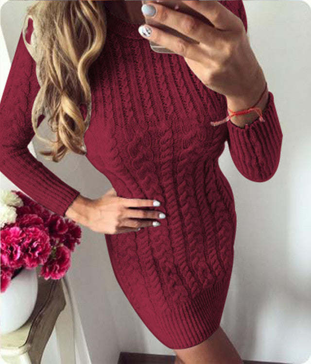 Knit dress for women with a modern cable pattern and a fitted cut Lune London
