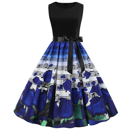 Robe midi femme avec design floral rose et impression de note harmonieuse Chic & Stil