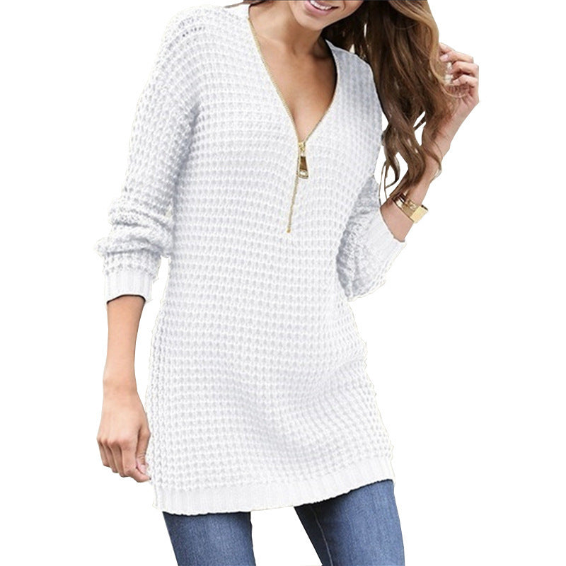 Long sleeve women's T-shirt with zip Lune London