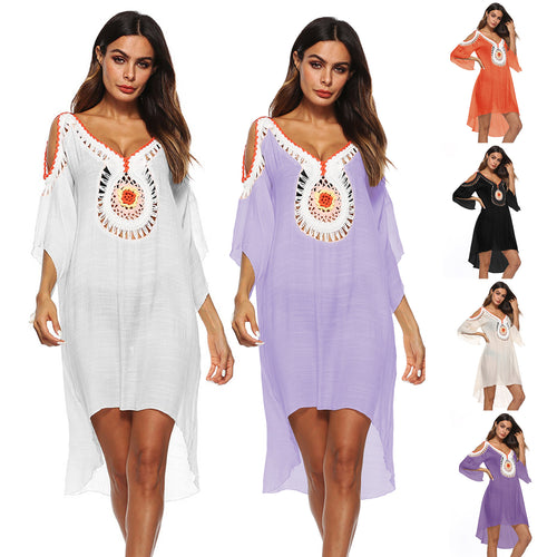 Women Elegant Embroidered Beach Dress Cover-Up Amarae
