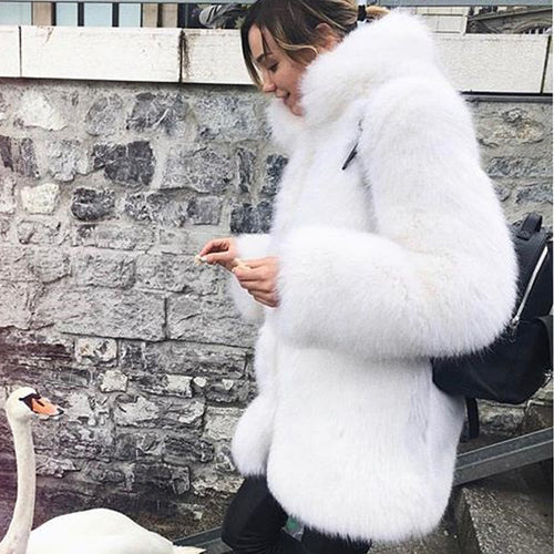 Luxurious faux fur coat for women with voluminous sleeves Amarae