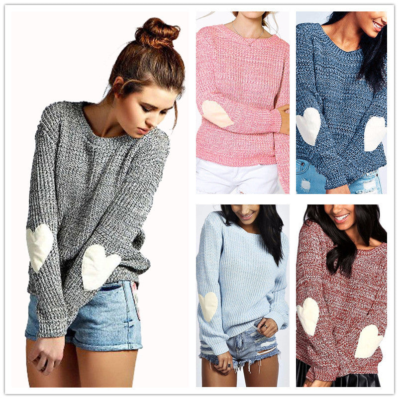 Knit sweater for women with heart-shaped appliqués on the sleeves Lune London