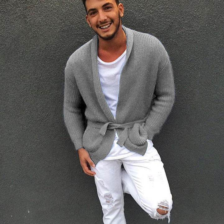 Men's knit jacket with a stylish belt and a relaxed fit Lune London