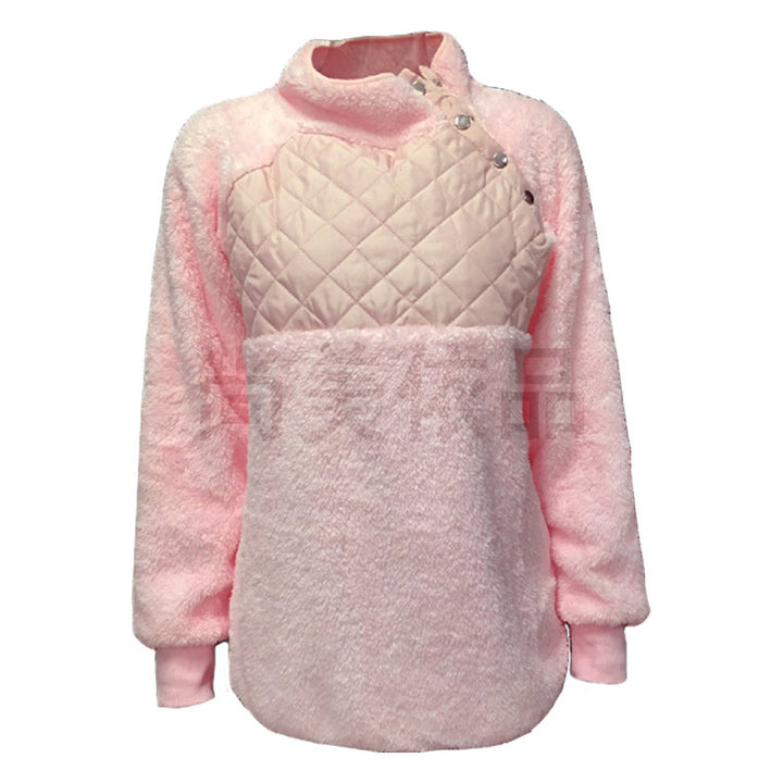 Ladies Comfortable Hooded Sweatshirt with High Collar and Chic Padded Top
