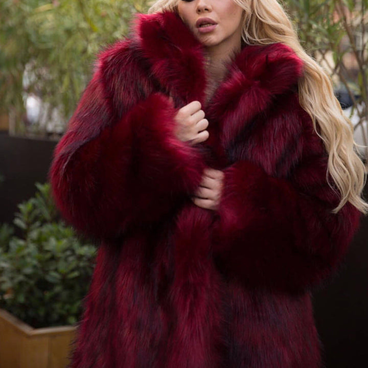 Ladies Luxurious Faux Fur Coat with Voluminous Sleeves Lune London