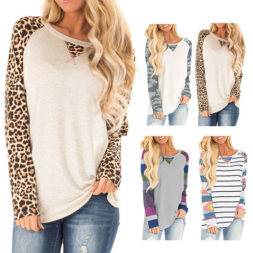 Ladies casual long sleeve T-shirt with colorful patterns and a Chic and Stylish striped design