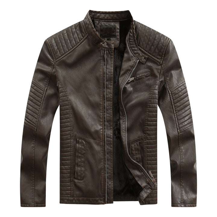 Stylish biker jacket for men in faux leather with rich quilted stitching Lune London