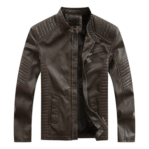 Stylish biker jacket for men in faux leather with rich quilted stitching Amarae