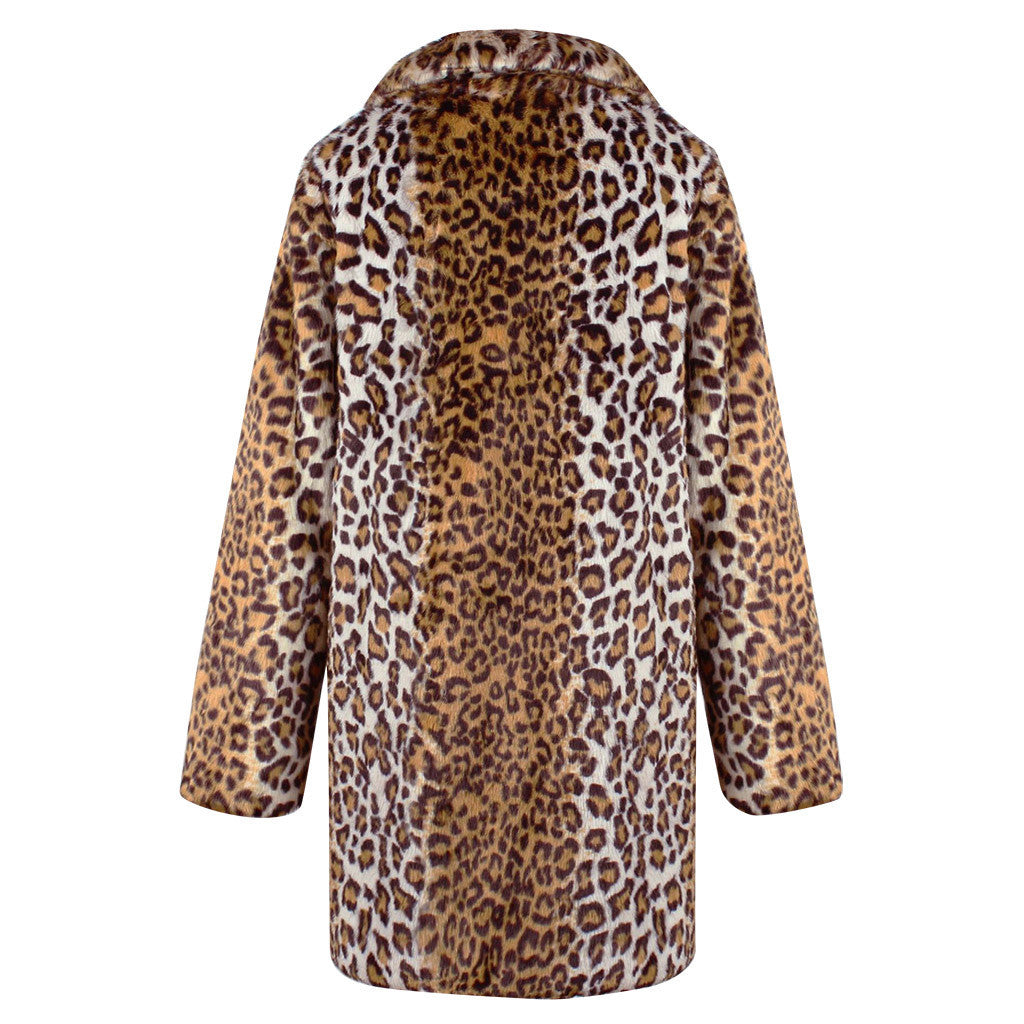 Ladies Luxurious Faux Fur Jacket with Trendy Leopard Print Lune London