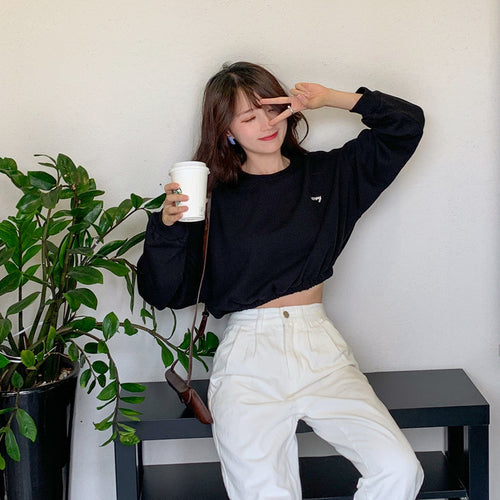 Pull court décontracté pour femmes avec col montant Chic & Stil