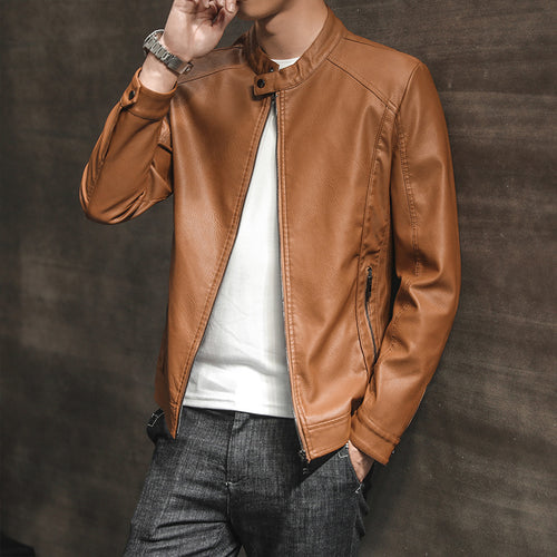 Stylish faux leather jacket for men with minimalist designs Amarae