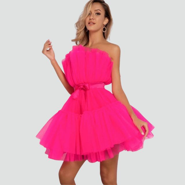 Lune London | Strapless tulle dress with layered skirt