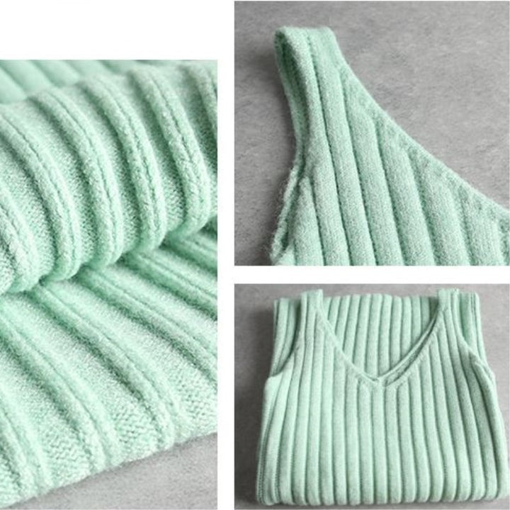 Lune London women’s knit set with casual cropped sweater and ribbed maxi dress