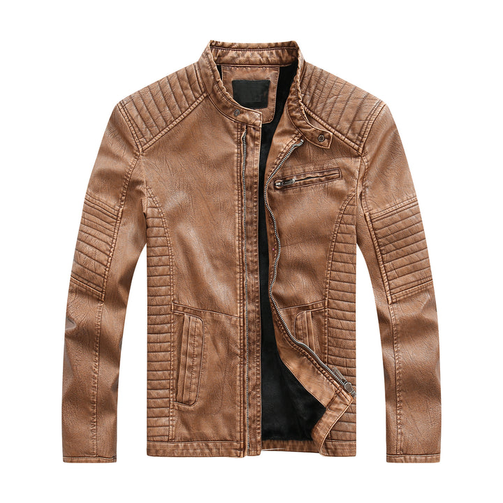 Stylish biker jacket for men in faux leather with rich quilted stitching Lune London