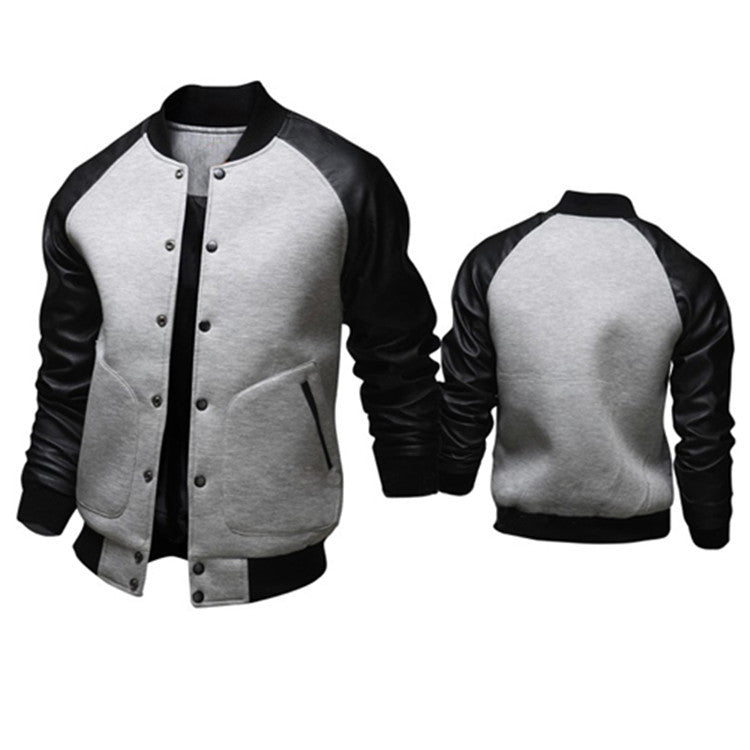 Casual bomber jacket for men with faux leather sleeves and snap buttons Lune London