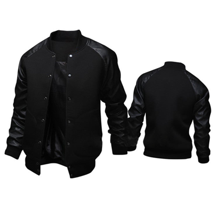 Casual bomber jacket for men with faux leather sleeves and snap buttons Lune London
