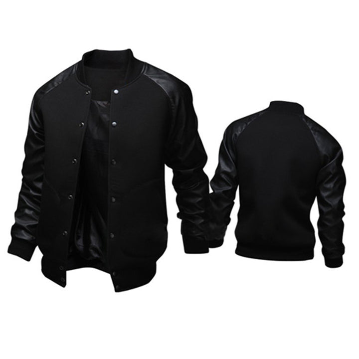 Casual bomber jacket for men with faux leather sleeves and snap buttons Lune London