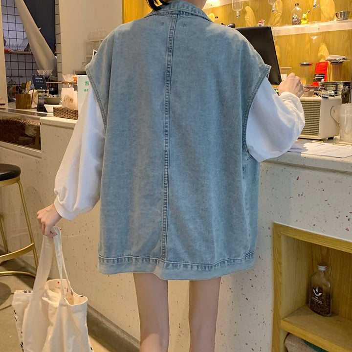 Gilet en denim décontracté pour femmes avec poches généreuses Chic & Stil