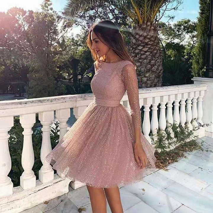 Women Elegant Tulle Dress with Transparent Sleeves Lune London