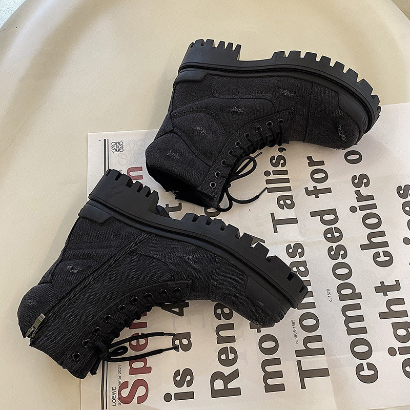 Padded men's canvas boots in vintage look