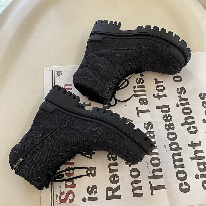 Padded men's canvas boots in vintage look