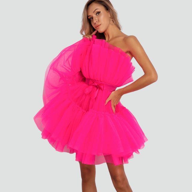 Lune London | Strapless tulle dress with layered skirt