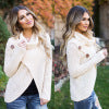 Ladies soft knit pullover with high collar and decorative buttons Lune London