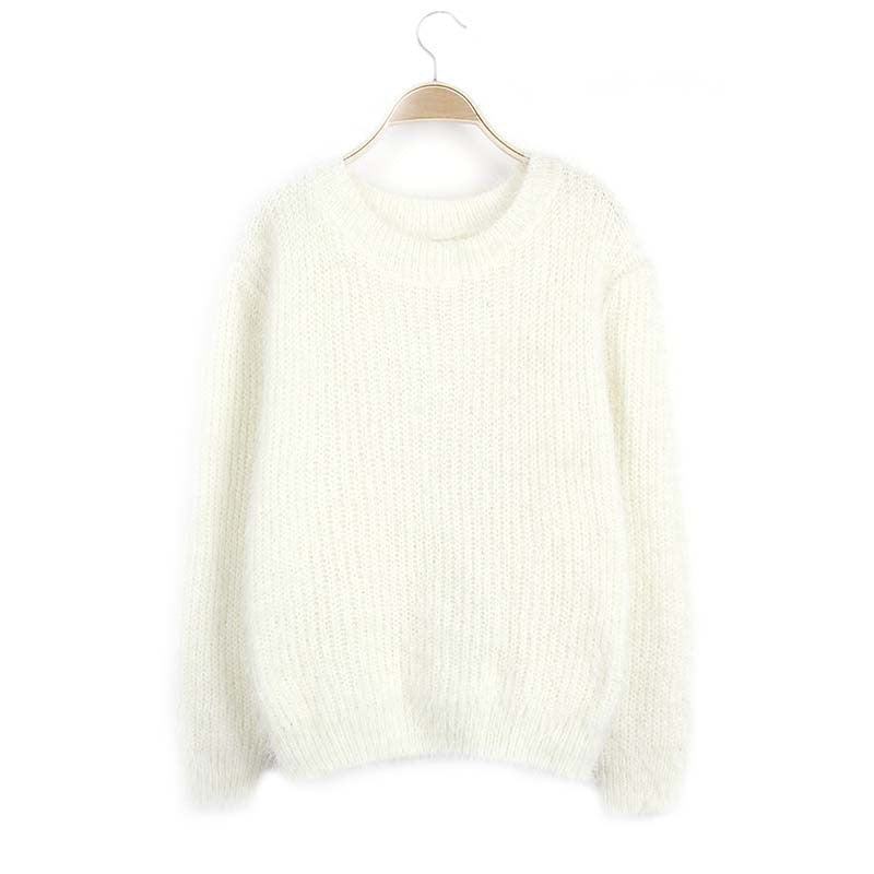 Ladies Fluffy Knit Sweater with Round Neck Lune London