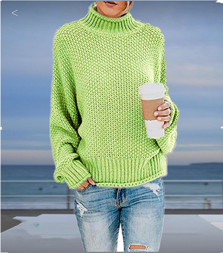 Pull en maille épaisse pour femmes avec col montant et coupe décontractée Chic & Stil