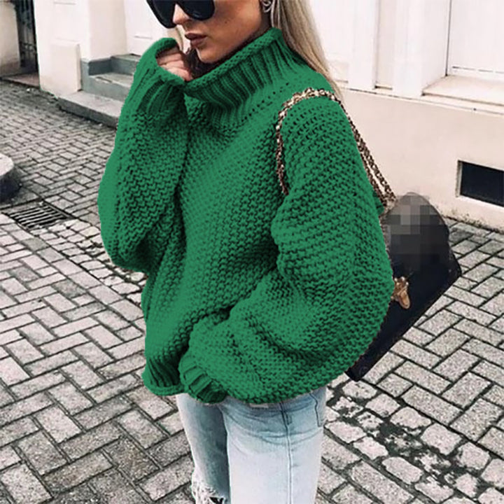 Chunky knit pullover for women with high collar and relaxed fit Lune London