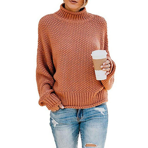 Pull en maille épaisse pour femmes avec col montant et coupe décontractée Chic & Stil