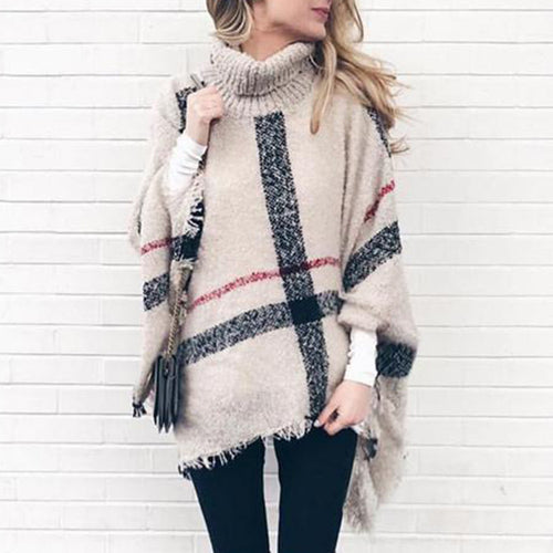Poncho en tricot pour femmes avec coupe asymétrique et col tendance Chic & Stil