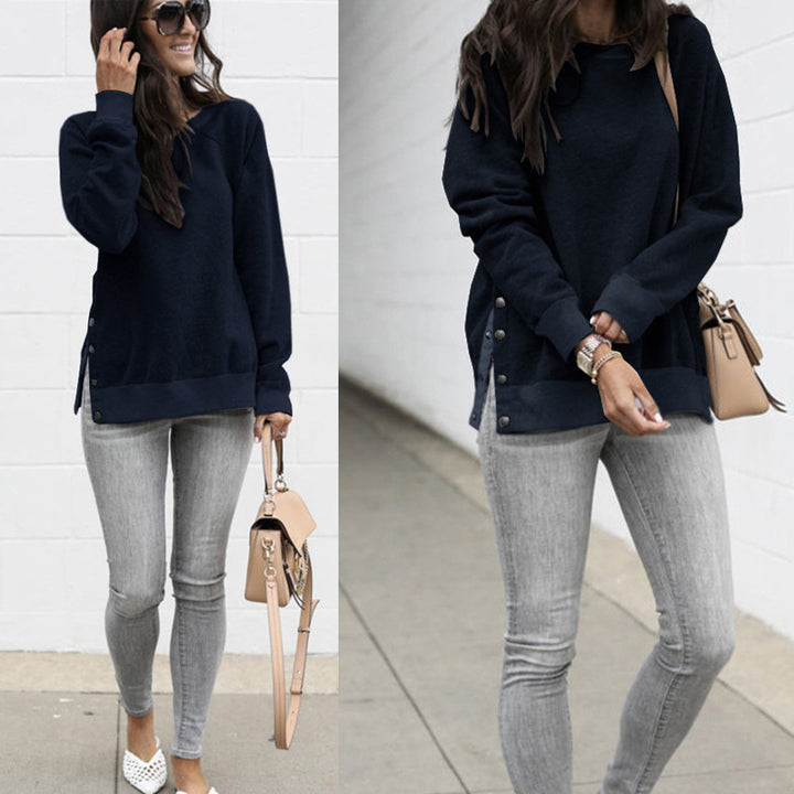 Casual sweater and sweatshirt for women with snap buttons on the sides Lune London