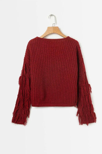Women short knitted sweater with fringes Amarae
