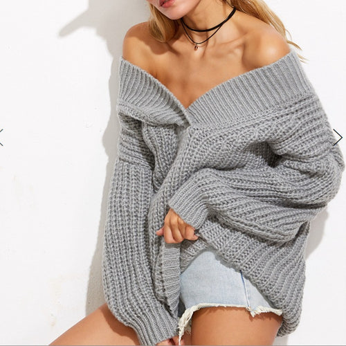 Ladies airy knit sweater with off-shoulder design Amarae