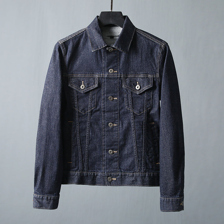 Men's slim-fitting denim jacket with chest pockets and adjustable cuffs Amarae
