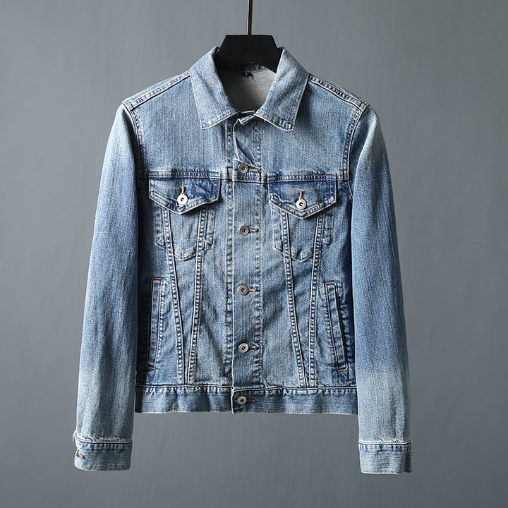 Men's slim-fitting denim jacket with chest pockets and adjustable cuffs Amarae