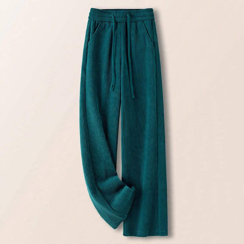 Fleece-lined corduroy pants with high waist
