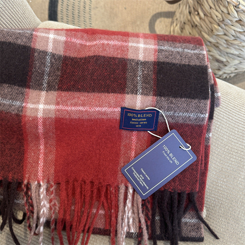 Classic checked scarf made of cashmere imitation, 180x32 cm