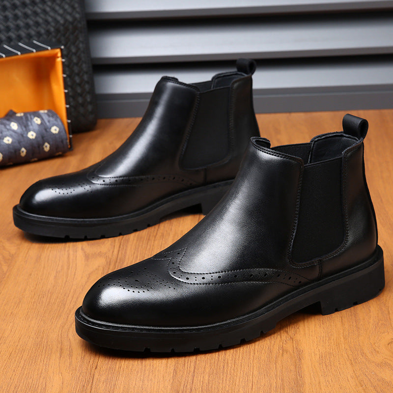 Classic men's Chelsea boots with brogue details