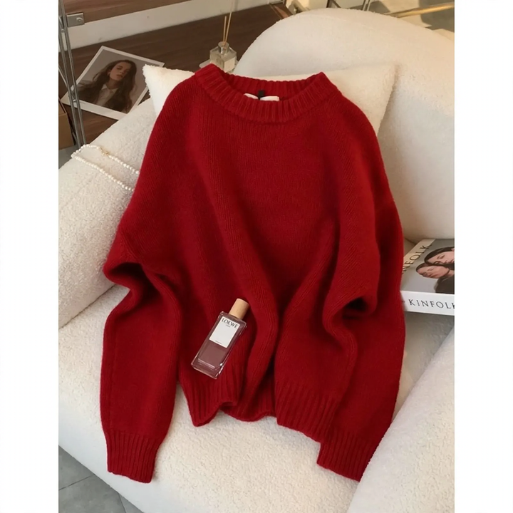 Soft knit sweater in festive red