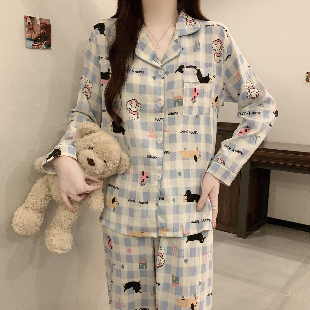 Women's pajamas made of soft cotton, long-sleeved