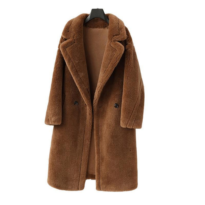 Teddy coat made of virgin wool, mid-length