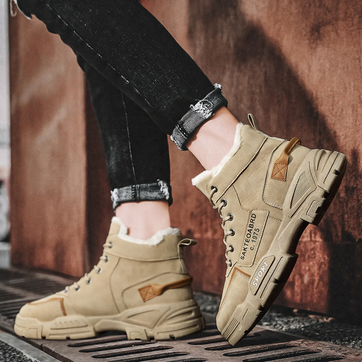 Insulated men's winter boots, high-top, PU upper material