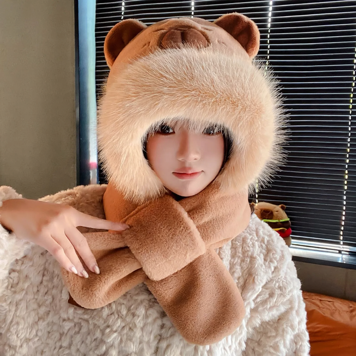 Plush set: Hooded hat and scarf
