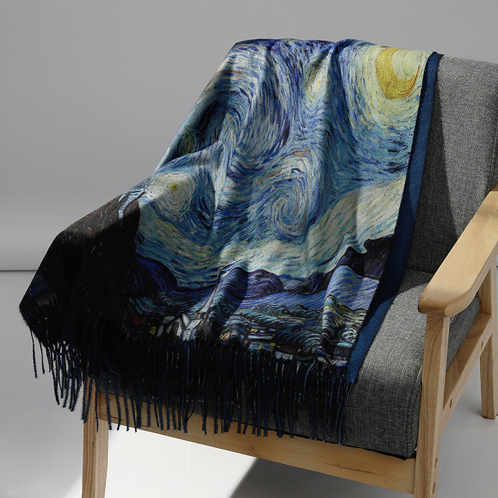 Women's scarf with art cashmere feel and art print, 70x180 cm