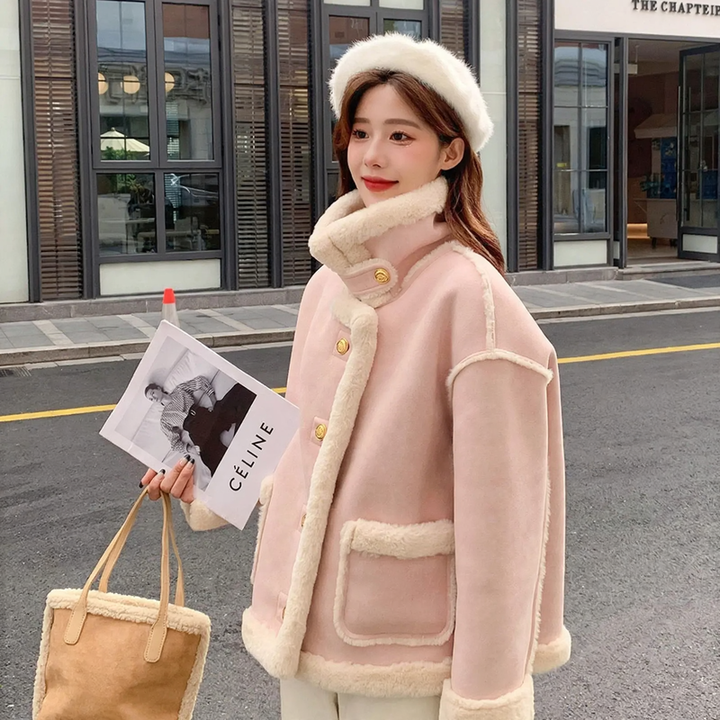 Padded lamb fleece imitation coat, urban style