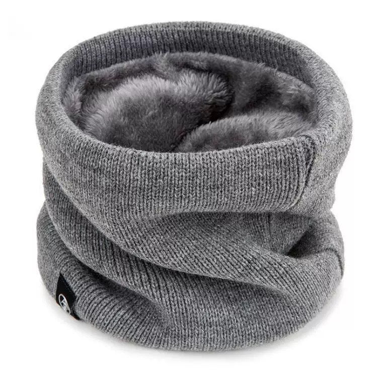 Padded knitted scarf, warming, for winter