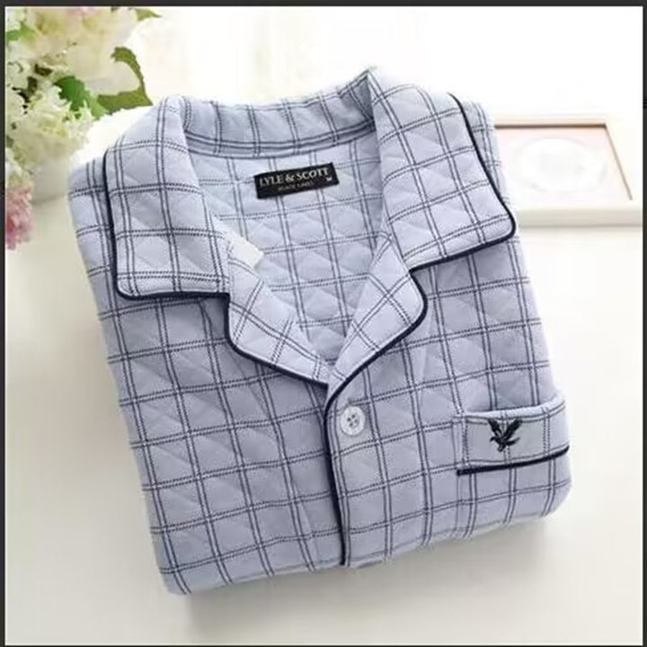 Men's pajamas, 3-layer, cotton, quilted