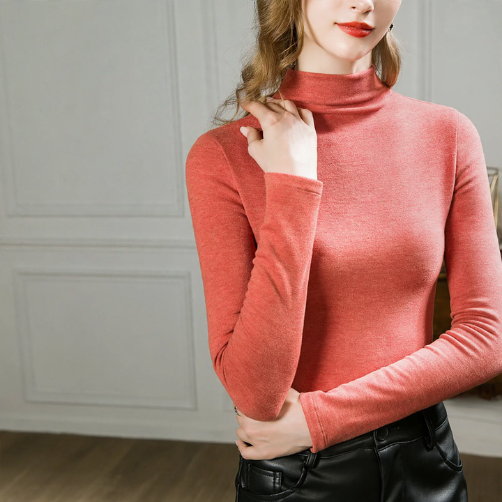Women’s turtleneck undershirt with wool content and lining